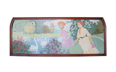 MOSAIC AMB DUES FIGURES I CIGNES EN UN LLAC.