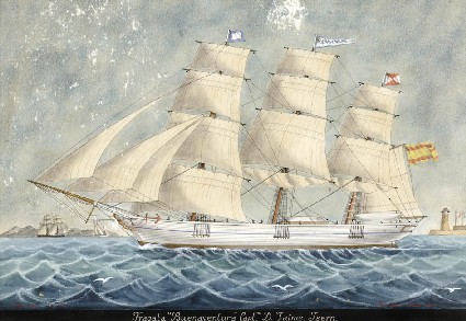 J. Barneda. Fragata "Buenaventura". Capità D. Jaime Isern, Barcelona, octubre 1885.