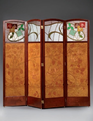 PARAVENT DE 4 COSSOS. GASPAR HOMAR I MESQUIDA c. 1905 (182 x 200 cm).