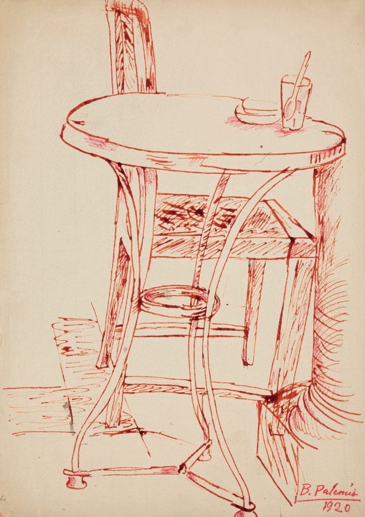 Mesa y silla de café